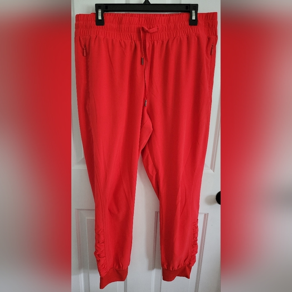 Chicos Zynergy Women's Rucked Orange Jogger Pants Size 12R